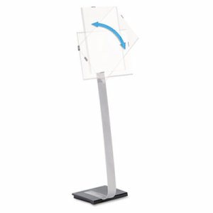 DURABLE INFO SIGN Tabloid Floor Stand - 11" x 17" Sign - 43" - 50" Height - Rectangular Shape - Acrylic, Stainless Steel - 