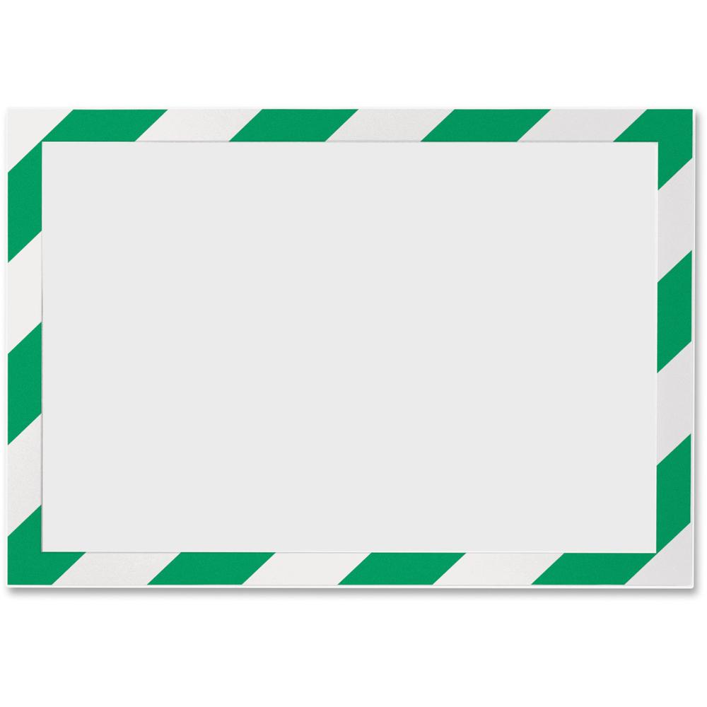 DURABLE DURAFRAME SECURITY Self-Adhesive Magnetic Letter Sign Holder - Holds Letter-Size 8-1/2" x 11" , Green/White, 2
