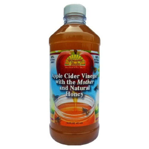Dynamic Health Apple Cider Vinegar with the Mother and Natural Honey Glass Bottle 16 oz