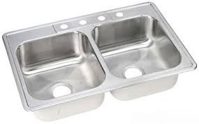 Elkay Dayton 20 Gauge 33" X 19" X 8" Double Bowl Top Mount Kitchen Sink Satin