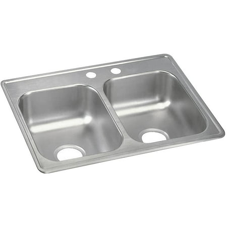 Elkay Dayton 22 Gauge 25" X 19" X 6.3125" Double Bowl Top Mount Kitchen Sink Stainless Steel