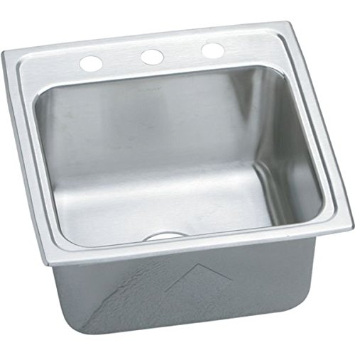 19" x 19" 3 Hole 1 Bowl Deep Stainless Steel Sink Lustertone