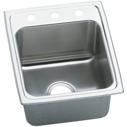 17" x 22" 3 Hole 1 Bowl Stainless Steel Sink Lustertone