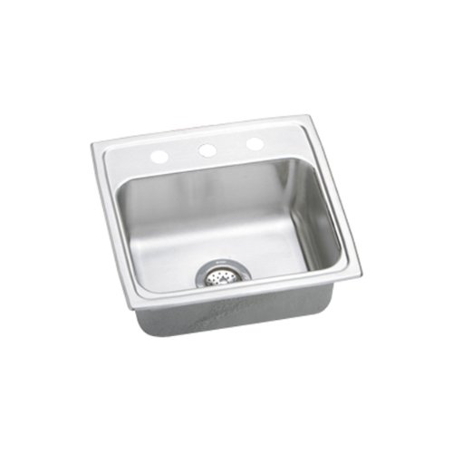 19" x 19" 3 Hole Single Bowl Stainless Steel Sink Lustertone