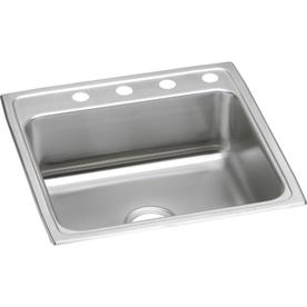 22" x 22" 2 Hole 1 Bowl Stainless Steel Sink Lustertone