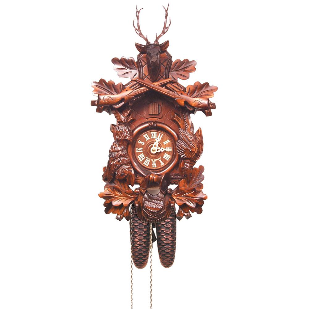Engstler Cuckoo Clock, Carved with 8-Day weight driven movement - Full Size - 18.5"H x 12"W x 9"D
