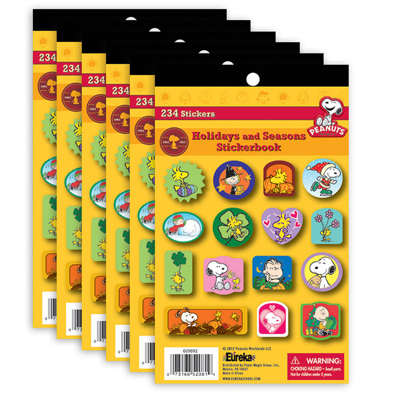 Peanuts Seasons and Holidays Sticker Book, Pack of 6