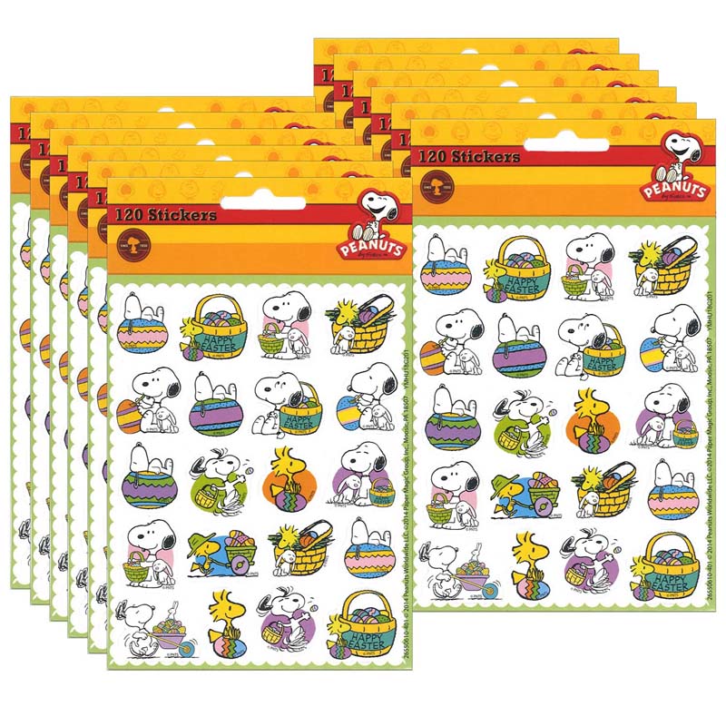 Peanuts Easter Theme Stickers, 120 Per Pack, 12 Packs