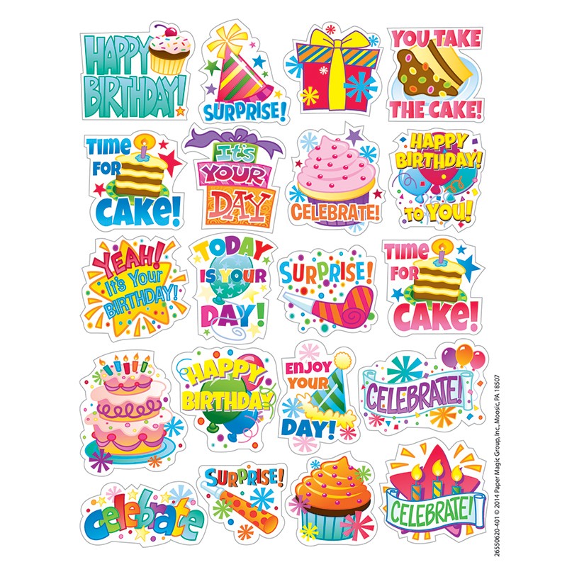 Birthday Theme Stickers, Pack of 120