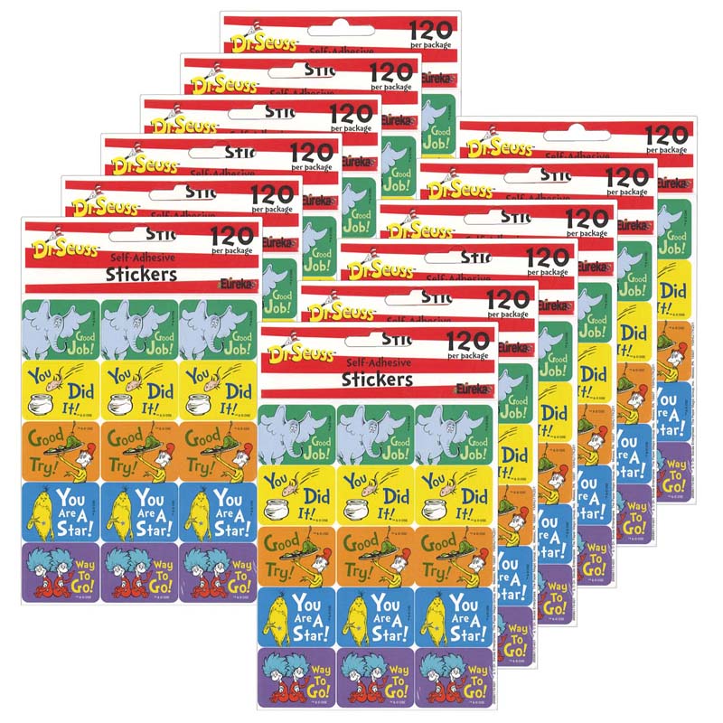 Dr. Seuss Success Stickers, 120 Per Pack, 12 Packs