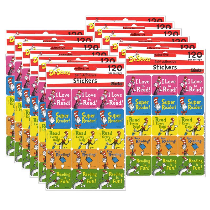 Cat in the Hat Reading Success Stickers, 120 Per Pack, 12 Packs