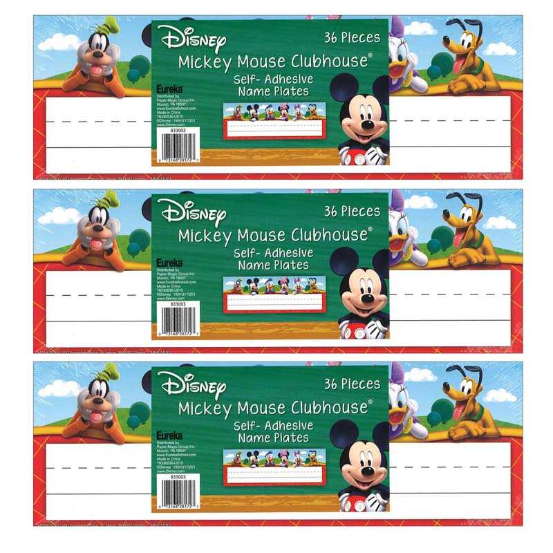 Mickey Mouse Clubhouse Self-Adhesive Name Plates, 36 Per Pack, 3 Packs