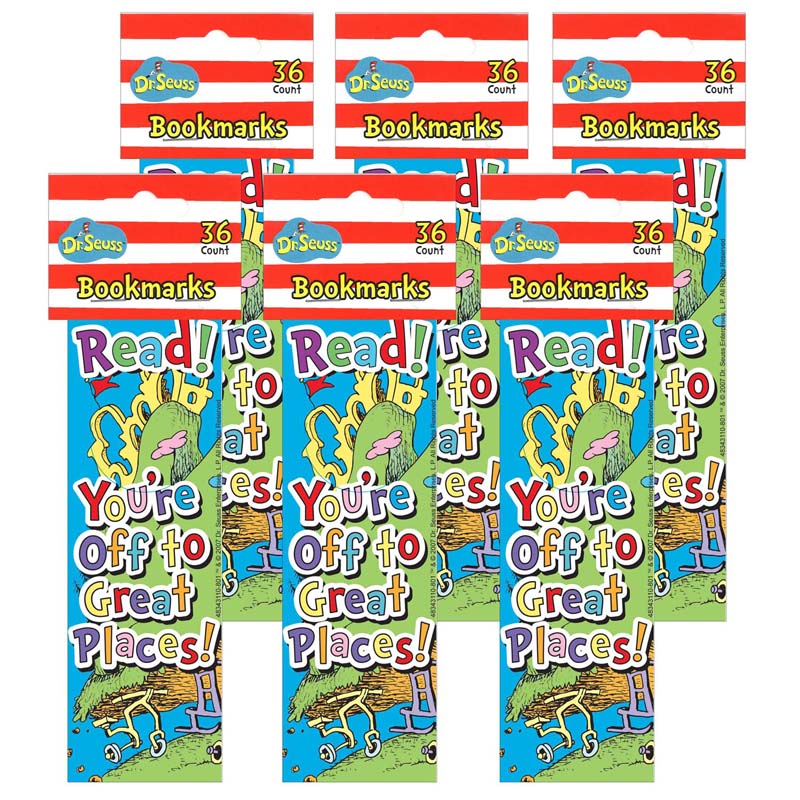 Dr. Seuss Oh, The Places... Bookmarks, 36 Per Pack, 6 Packs