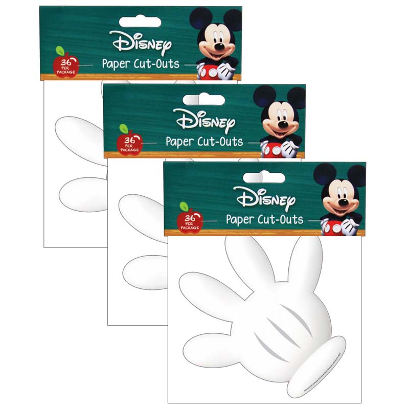 Mickey Mouse Clubhouse Hand Paper Cut Outs, 36 Per Pack, 3 Packs