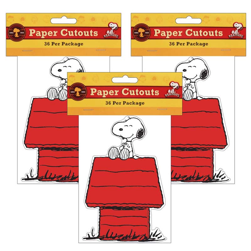 Snoopy on Dog House Paper Cut Outs, 36 Per Pack, 3 Packs