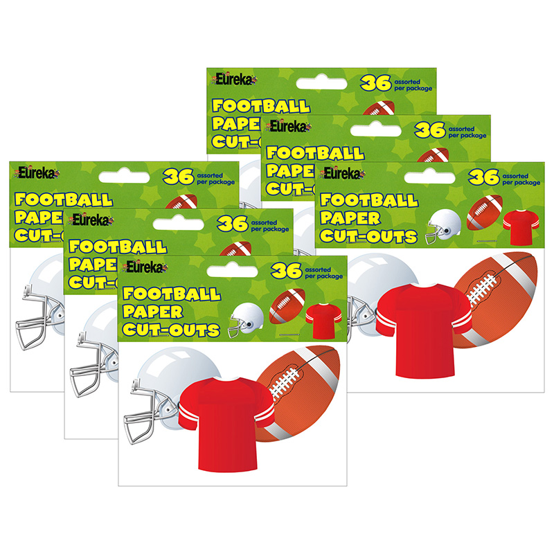 Football Assorted Cut Outs, 36 Per Pack, 6 Packs