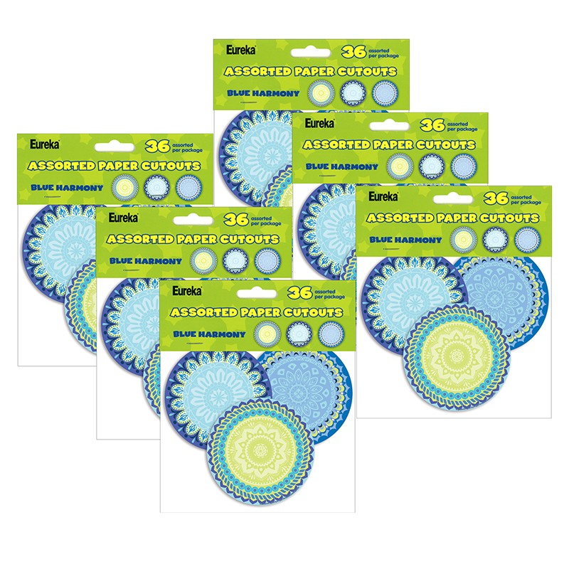 Blue Harmony Assorted Round Paper Cut Outs, 36 Per Pack, 6 Packs