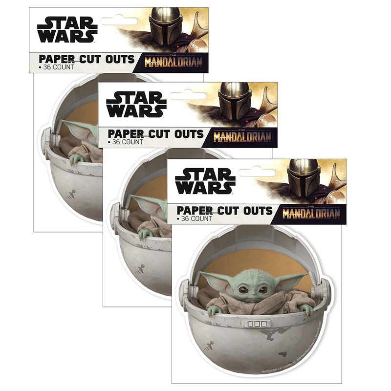 Star Wars The Mandalorian Paper Cut Outs, 36 Per Pack, 3 Packs