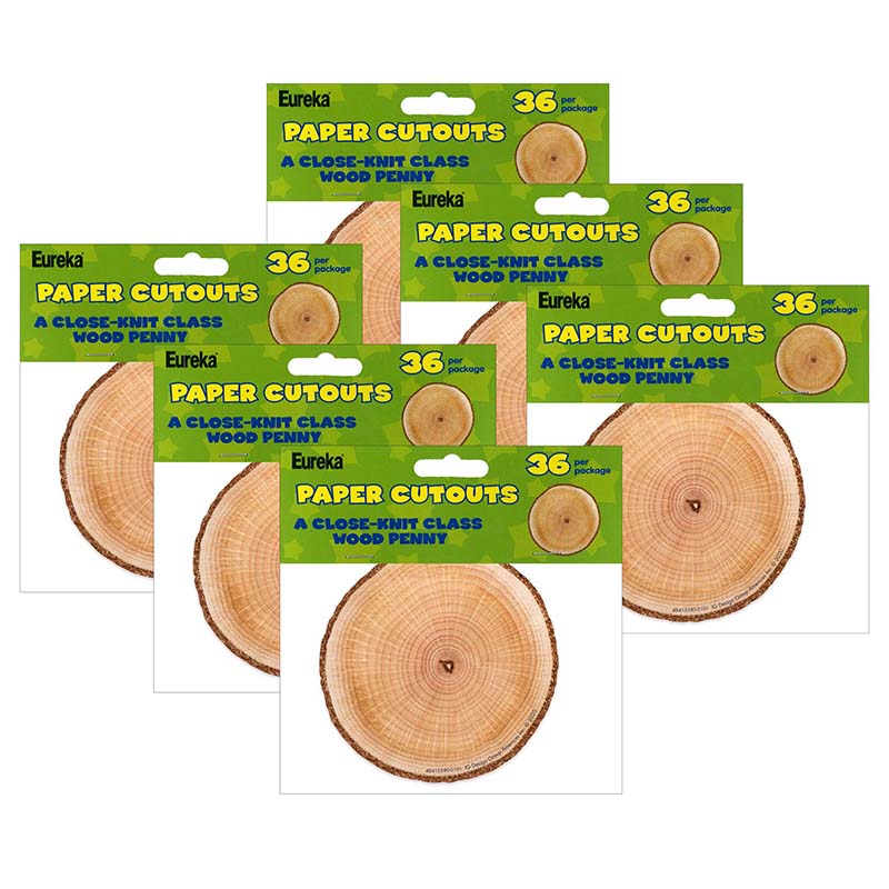 A Close-Knit Class Wood Penny Paper Cut-Outs, 36 Per Pack, 6 Packs