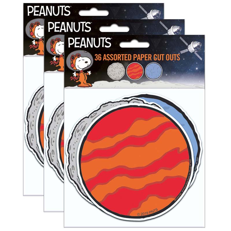 Peanuts NASA Planets Paper Cut Outs, 36 Per Pack, 3 Packs