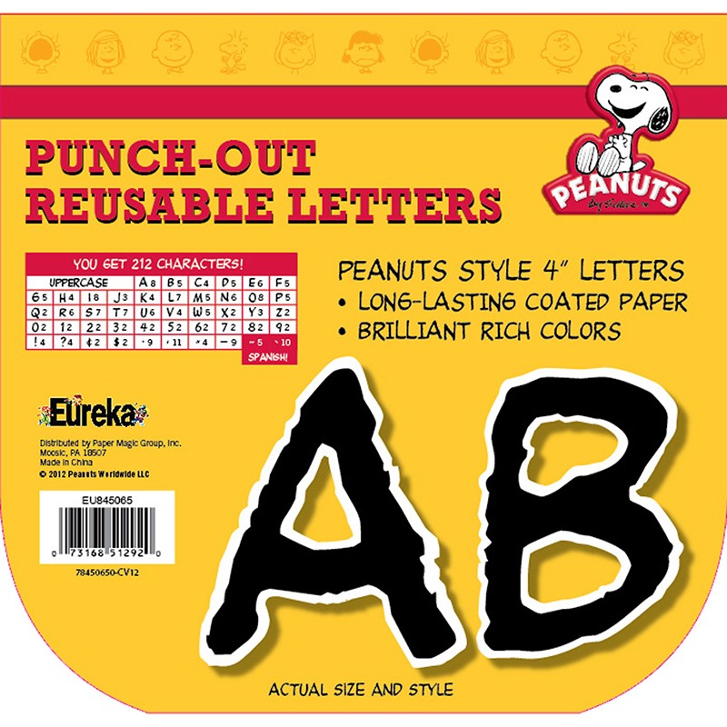 Peanuts Black Deco 4" Letters, 212 Characters