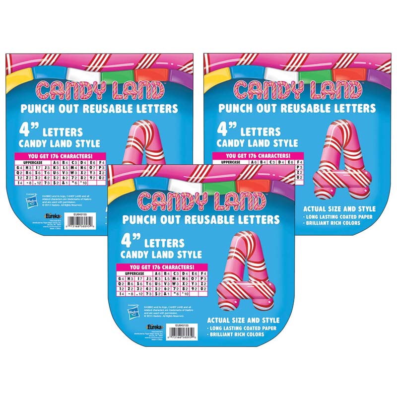 Candy Land Peppermint Stripe Deco 4" Letters, 176 Per Pack, 3 Packs