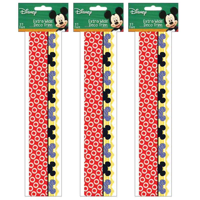 Mickey Color Pop! Peeking Head Extra Wide Deco Trim, 37 Feet Per Pack, 3 Packs