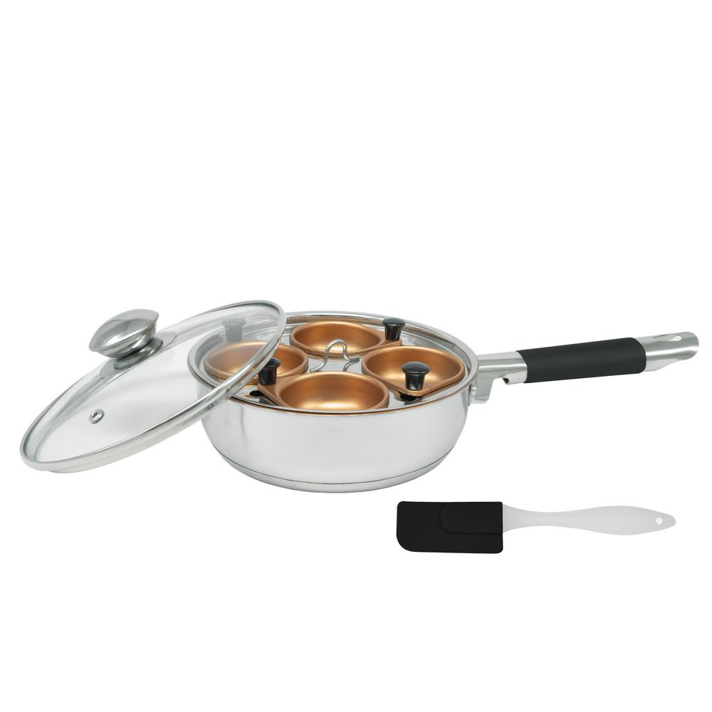 Excelsteel 820 4 Cup Gold Tone Egg Poacher All In One 7.5Inch