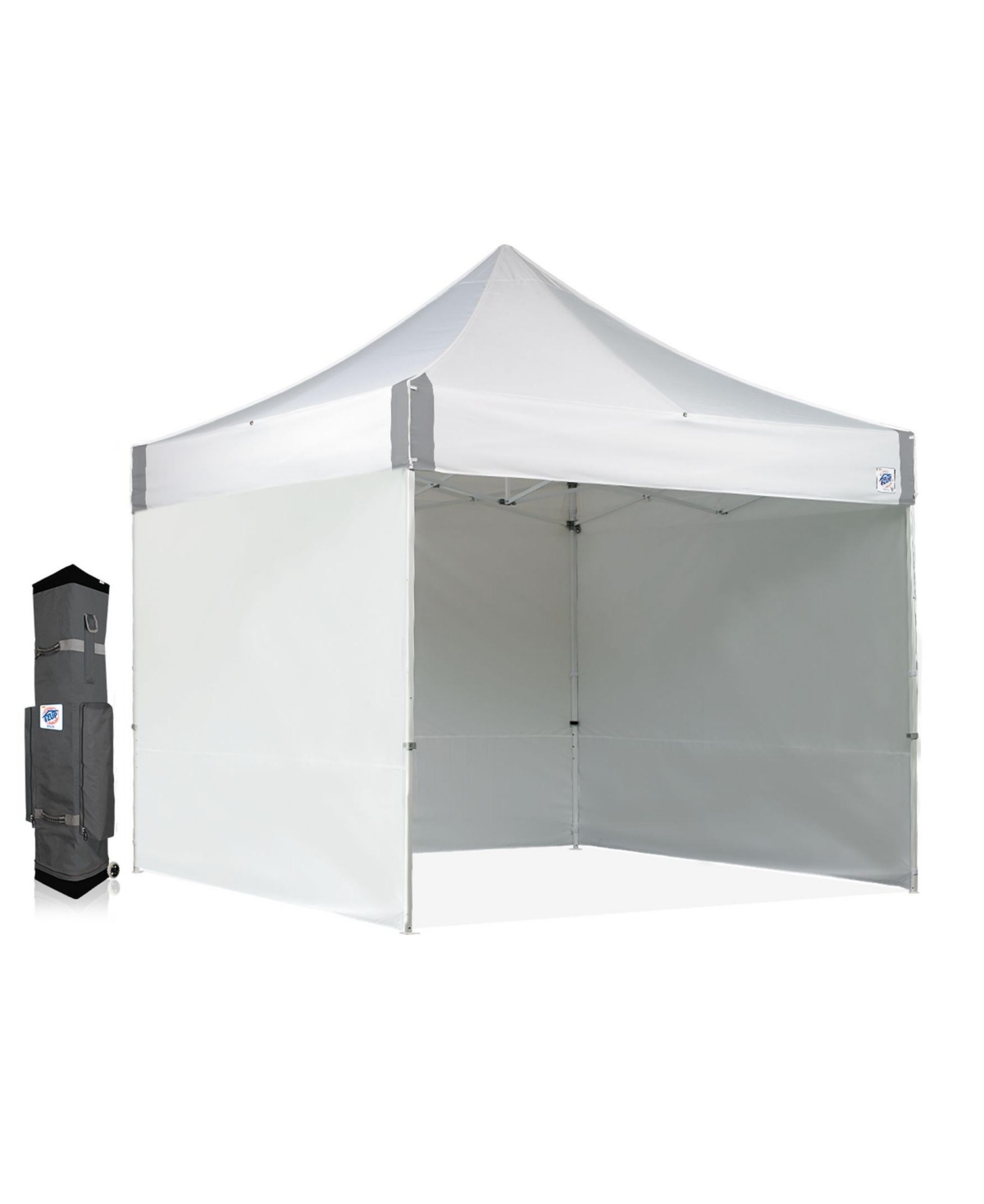 EZ UP ES100S INSTANT COMMERCIAL CANOPY 10FT X 10FT W/SIDEWALLS AND WIDETRAX ROLLER BAG WHITE
