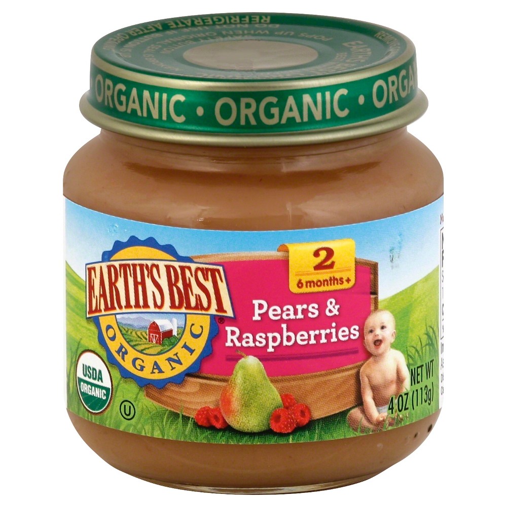 Earth's Best Baby Foods Baby Pear/RaspBerry (12x4OZ )