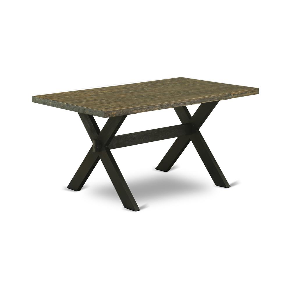Dining Table Wire brushed Black & Distressed Jacobean, XT676