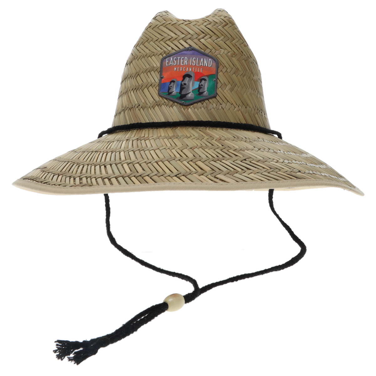 Easter Island Mercantile HBS4BLK Straw Patch Hat with Black Floral Brim Straw Sun Hat for Men and Women Beach Hat Sunblock
