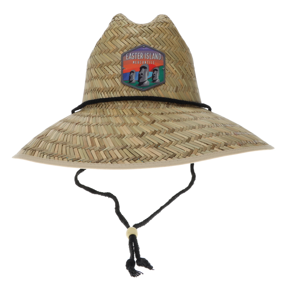 Easter Island Mercantile HBS4BLU Straw Patch Hat with Blue Floral Brim Straw Sun Hat for Men and Women Beach Hat Sunblock
