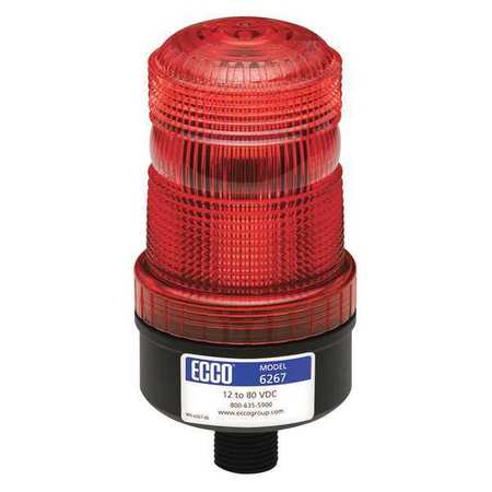 LED BEACON: MEDIUM PROFILE, 12-80VDC, PULSE8 FLASH, 1/2IN MALE PIPE MOUNT, RED
