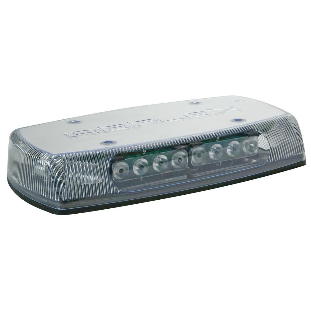LED MINIBAR: REFLEX, 15IN, 12-24VDC, 18 FLASH PATTERNS, CLEAR DOME, AMBER/CLEAR