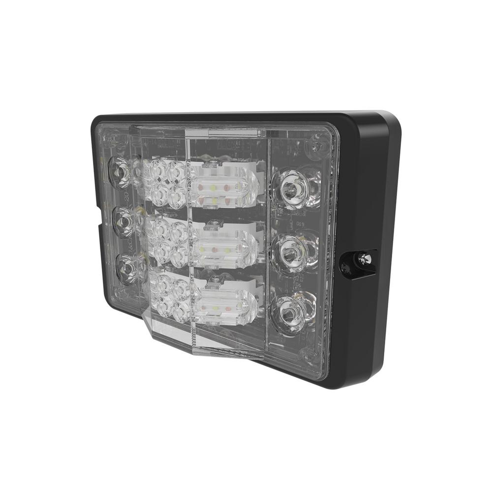DIRECTIONAL LED: TRIPLE STACK DUAL COLOR CENTER 180 DEGREE WARNING WHITE FLOOD OUTER, AMBER/WHITE