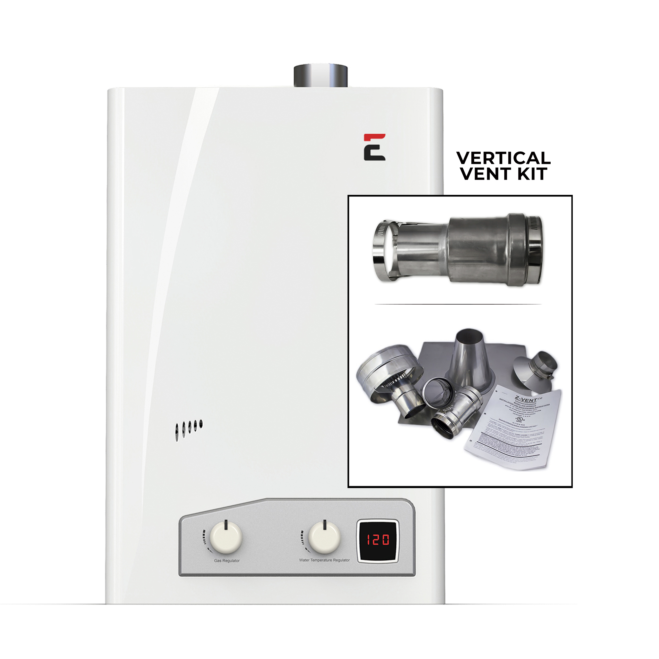 Eccotemp FVI12 Indoor 4.0 GPM Liquid Propane Tankless Water Heater Vertical Bundle 