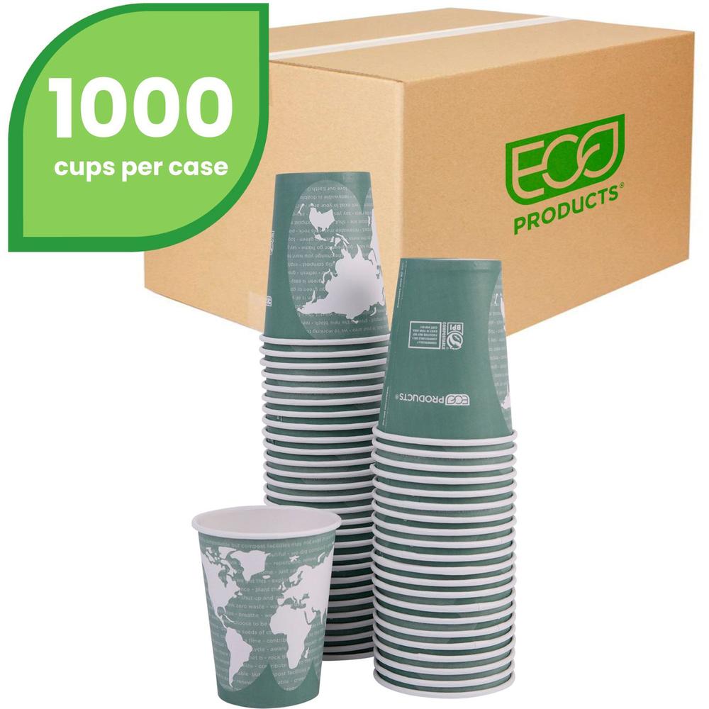 World Art 12-oz. Compostable Hot Cups, 1,000 Cups 