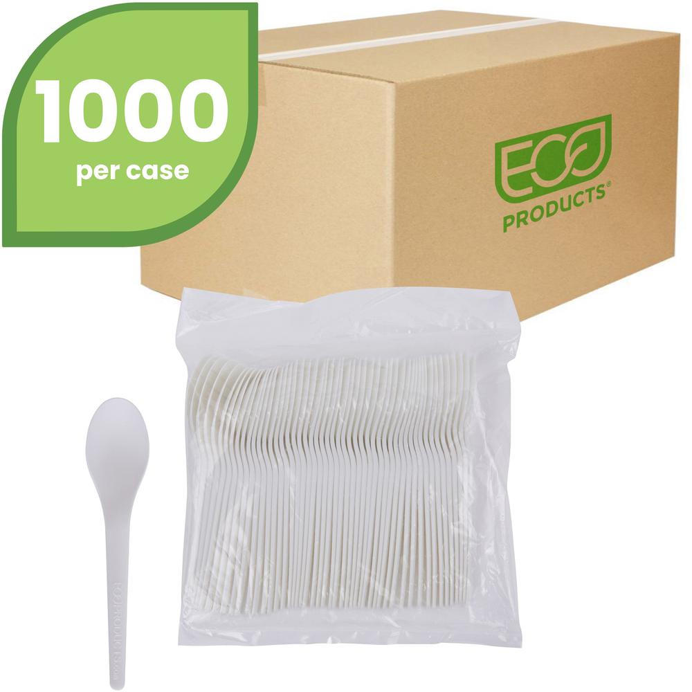 Eco-Products 6" Plantware High-heat Spoons - 1 Piece(s) - 20/Carton - Spoon - 1 x Spoon - Disposable - Polylactic Acid (PLA) - P