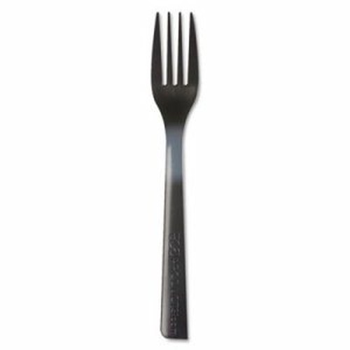 Eco-Products 6" Recycled Polystyrene Forks - 20/Carton - Polystyrene - Black