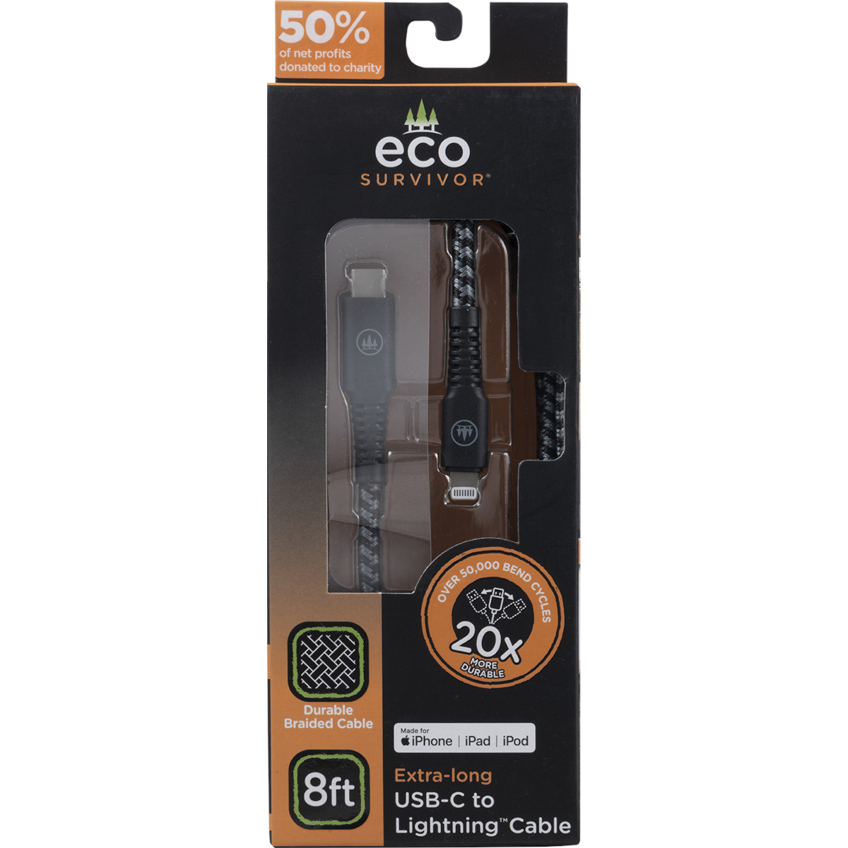 EcoSurvivor USB-C to Lightning 8ft Cable