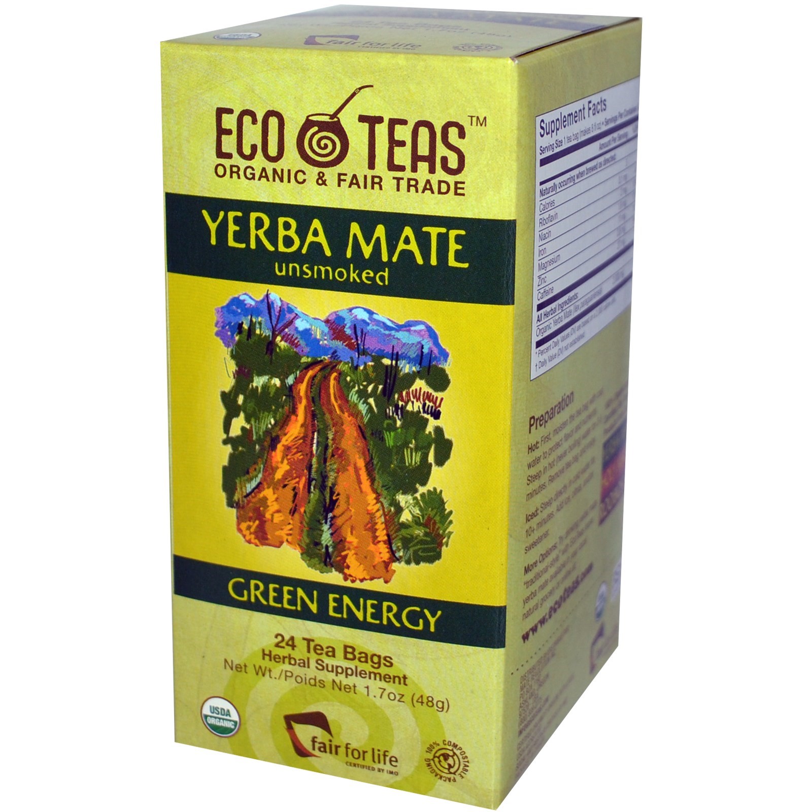 ECOTEAS Yerba Mate Tea Bags (6x24ct)
