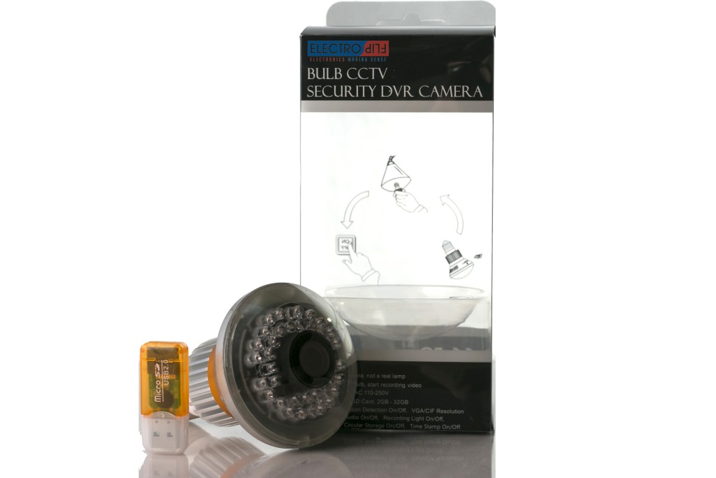 Fake Mini Motion Detect Light Bulb w/ Nightvision Security DVR Camera