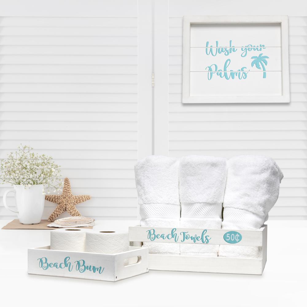 Three Piece Decorative Wood Bathroom Set Small Coastal/Beach