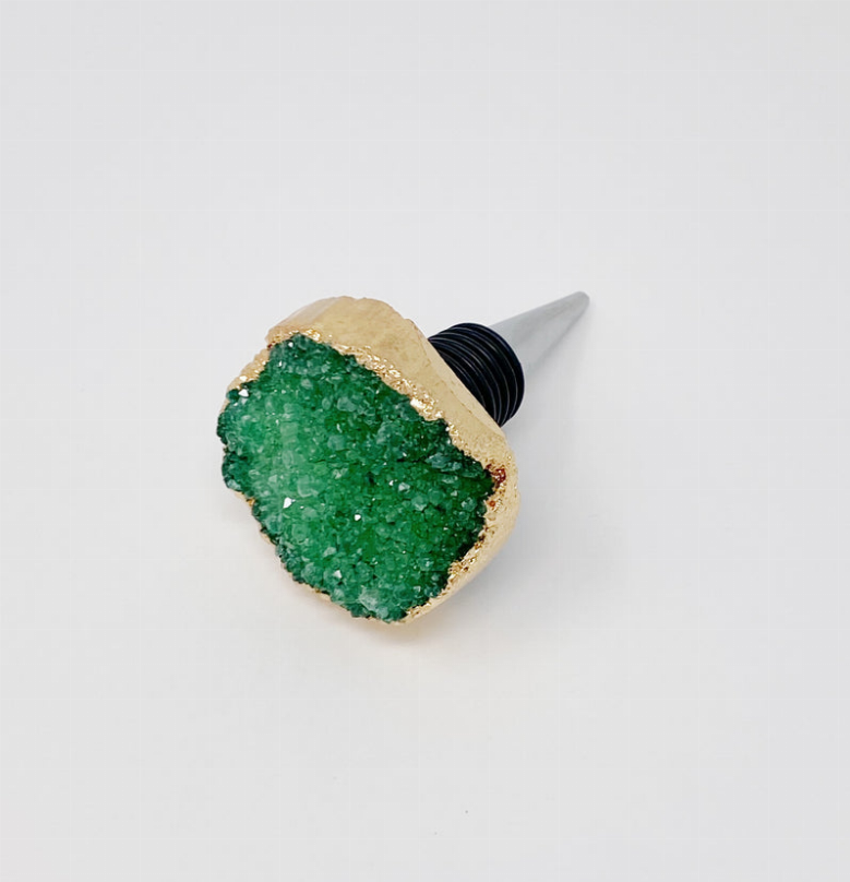 Crystal Mine Natural Stone Wine Stopper - Raw Green
