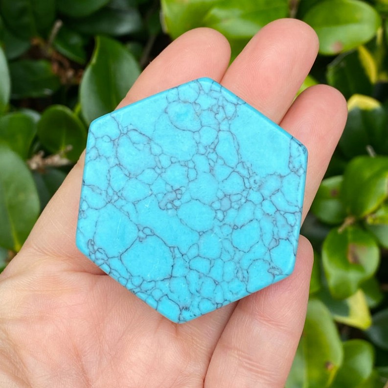 Hexagon Natural Stone Phone Grip - Turquoise