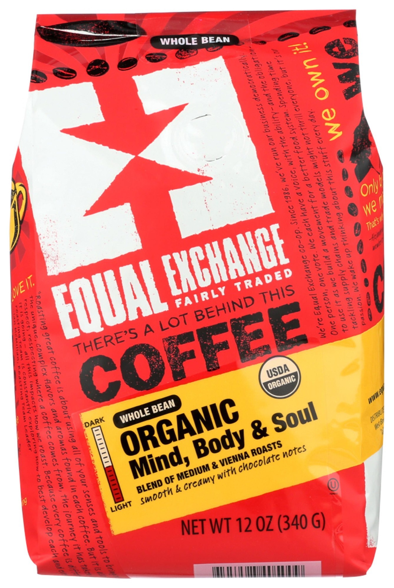 Equal Exchange Mind & Soul Whole Bean Coffee (6x12 Oz)