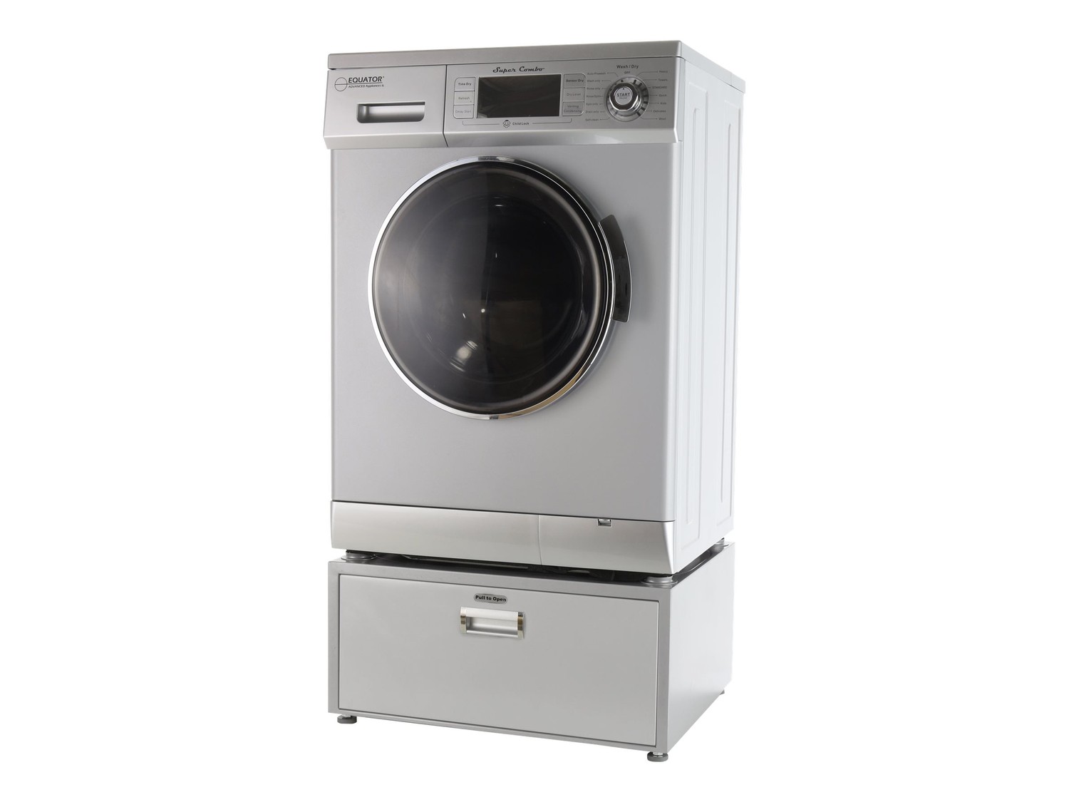 13 lbs compact  All in one Combo Washer/Dryer with Pedestal, Silver