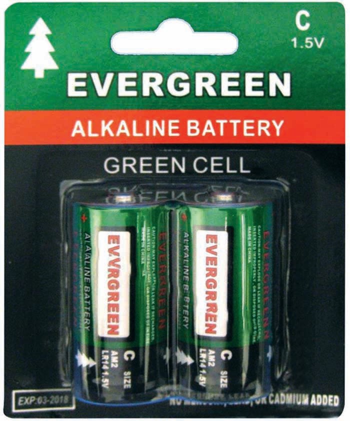 C Battery Alkaline 2 Pc/Carded