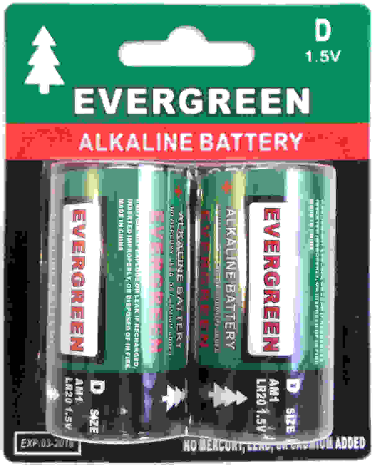 Evergreen 2 Pack D Cell Alkaline Battery